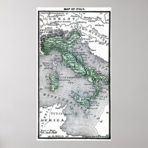 Póster Mapa de Vintage na Itália