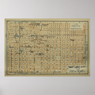 Poster Mapa de Vintage Salt Lake City Utah (1904)