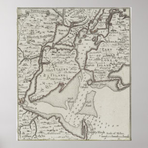 Póster Mapa de Vintage Staten Island & NYC Harbor (1733)