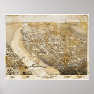 Póster Mapa de visão de pássaro da águia passa no Texas e