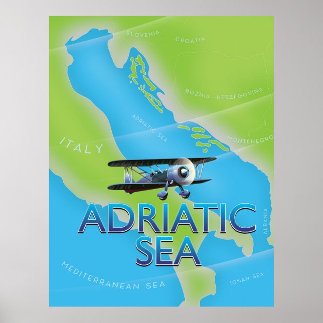 Poster Mapa de voo do mar Adriático (Frente)