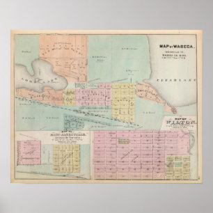 Poster Mapa de Waseca, Minnesota