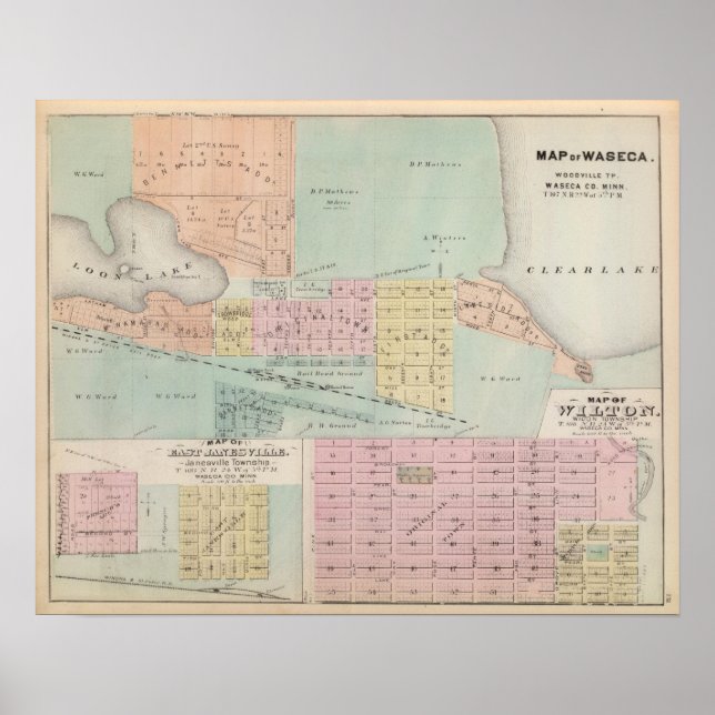 Poster Mapa de Waseca, Minnesota (Frente)