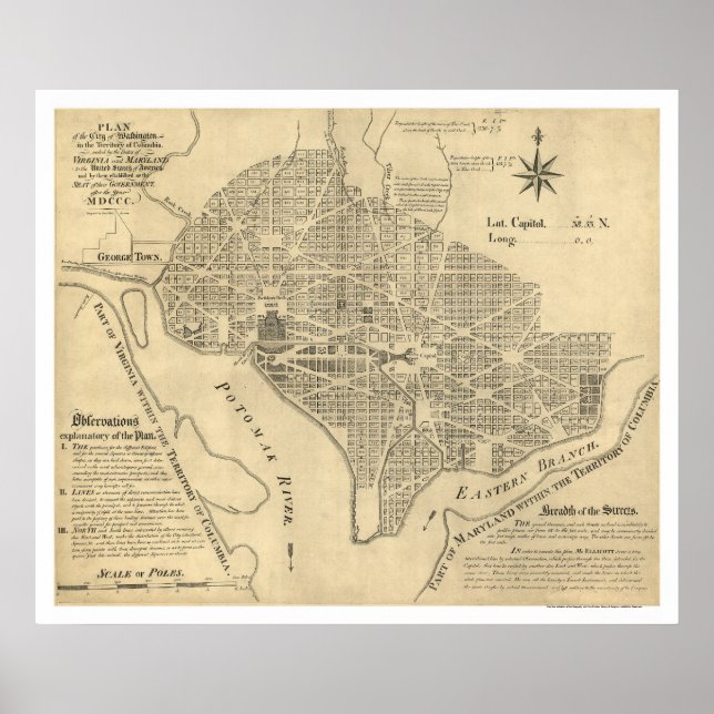 Poster Mapa de Washington DC 1792 (Frente)