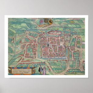 Poster Mapa de Weimar, de "Civitates Orbis Terrarum"