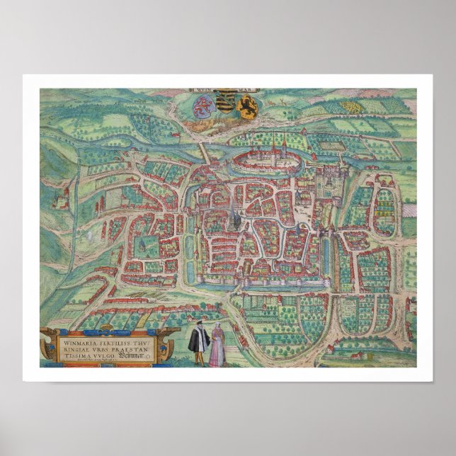 Poster Mapa de Weimar, de Civitates Orbis Terrarum, por (Frente)