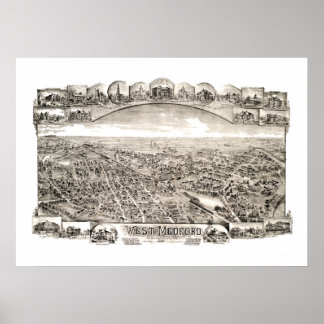 Póster Mapa de West Medford, Massachusetts, em 1897