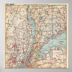 Poster Mapa de Westchester County, New York