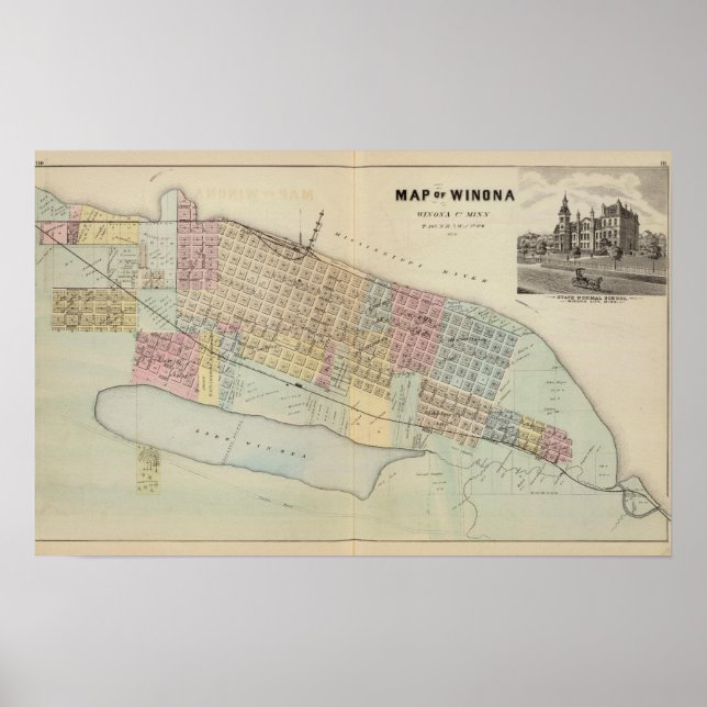 Poster Mapa de Winona, Minnesota (Frente)