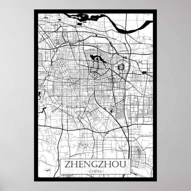 Poster Mapa de Zhengzhou China (Frente)