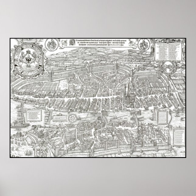 Poster MAPA de ZURICH c. 1576 (Frente)