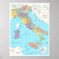 Mapa detalhado da Itália
