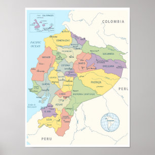 Poster Mapa detalhado do Equador