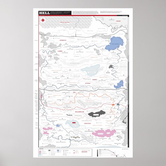 Poster Mapa detalhado do Inferno (Frente)