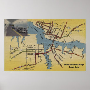 Póster Mapa detalhado do túnel da ponte de