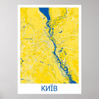 Poster Mapa detalhado do vetor de Kiev