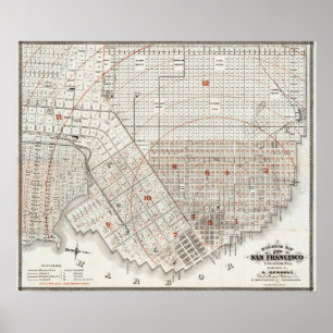 Poster Mapa Detalhado Vintage da Ferrovia de São Francisc