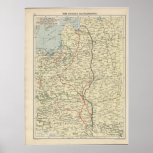 Póster Mapa dianteiro oriental de WWI