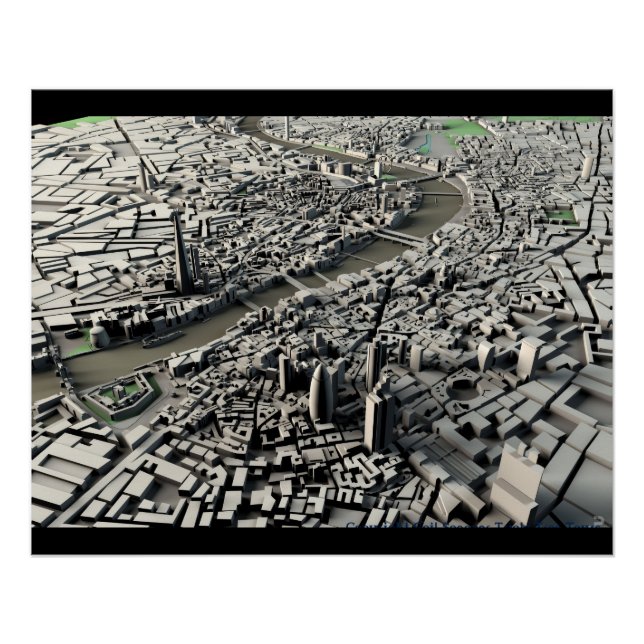 Póster Mapa Digital em 3D em Londres 2015 (Frente)