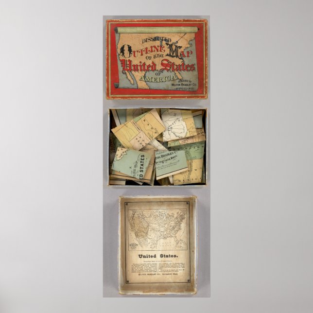 Poster Mapa Dissecado, Estados Unidos da América (Frente)