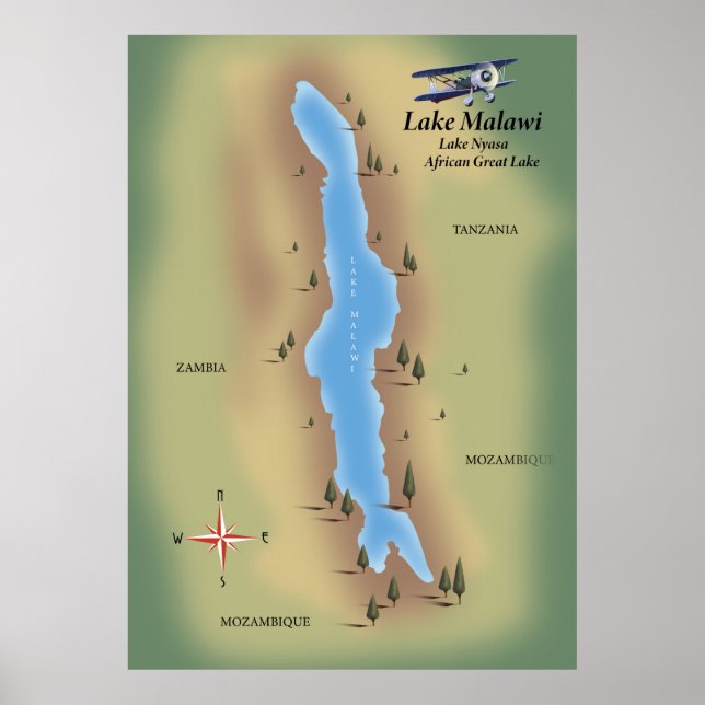 Poster Mapa distrital do Lago de Trélmere Reservoir (Frente)