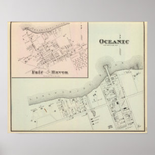 Poster Mapa do abrigo oceânico e justo, NJ
