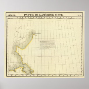 Poster Mapa do Alasca da costa
