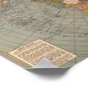 Poster Mapa do Ar da Terra Plana Equidistante Polar Azimu