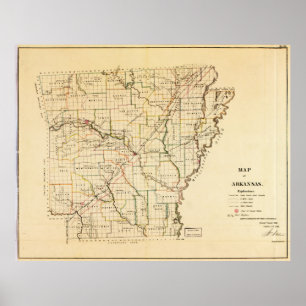 Poster Mapa do Arkansas (1866)