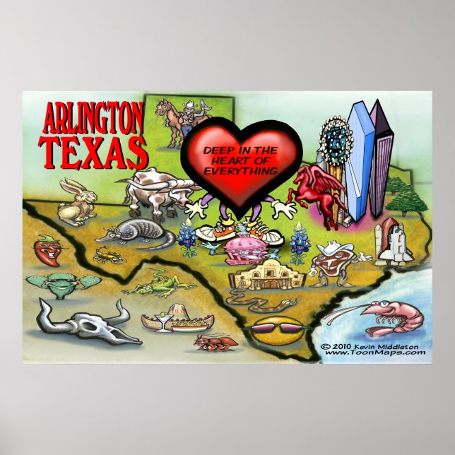 Póster Mapa do Arlington TX (Frente)