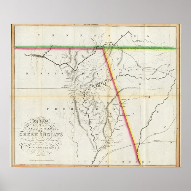 Poster Mapa do assento da guerra entre os índios ribeirin (Frente)