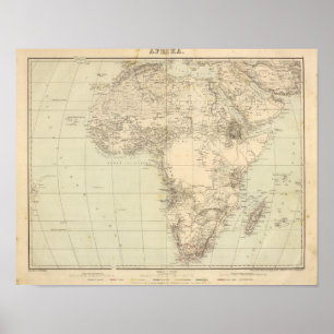 Póster Mapa do Atlas Africano mostrando colônias