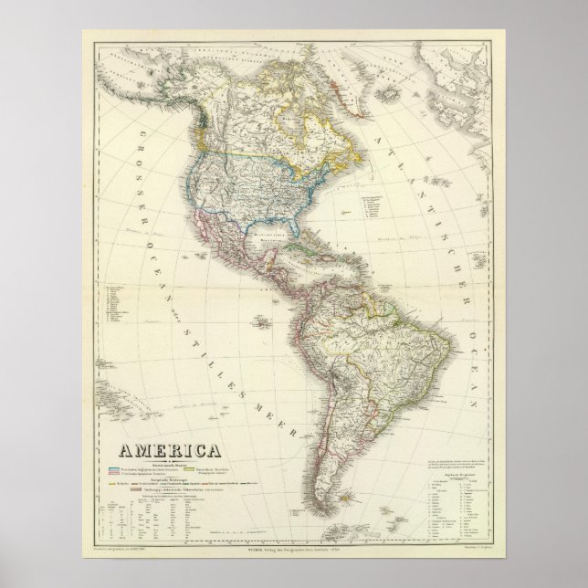 Poster Mapa do Atlas Americano (Frente)