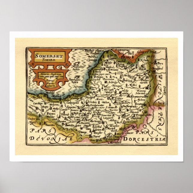 Poster Mapa do Atlas Antiquário do Condado de Somerset, I (Frente)