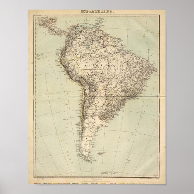 Póster Mapa do Atlas da América do Sul (Frente)
