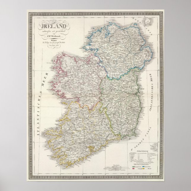 Póster Mapa do Atlas da Irlanda (Frente)