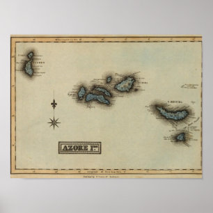 Póster Mapa do atlas das ilhas de Azore