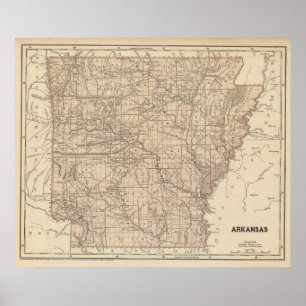 Póster Mapa do atlas de Arkansas