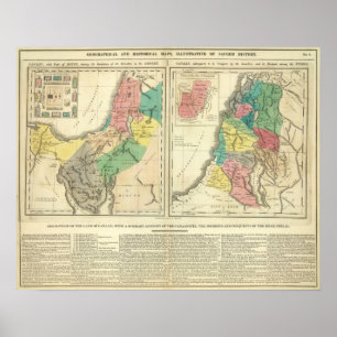 Poster Mapa do atlas de Canaan - de Israel