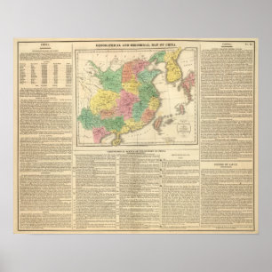 Póster Mapa do atlas de China e de Japão