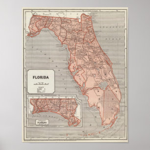Póster Mapa do atlas de Florida