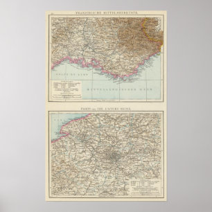 Póster Mapa do atlas de France