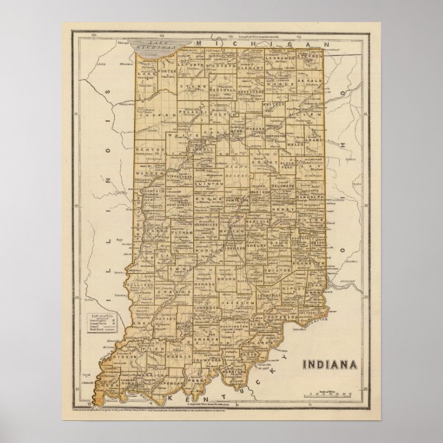 Poster Mapa do Atlas de Indiana (Frente)