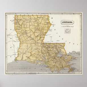 Póster Mapa do atlas de Louisiana