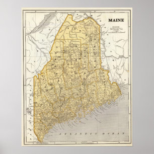 Póster Mapa do atlas de Maine