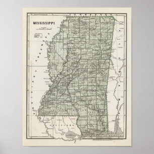 Póster Mapa do atlas de Mississippi