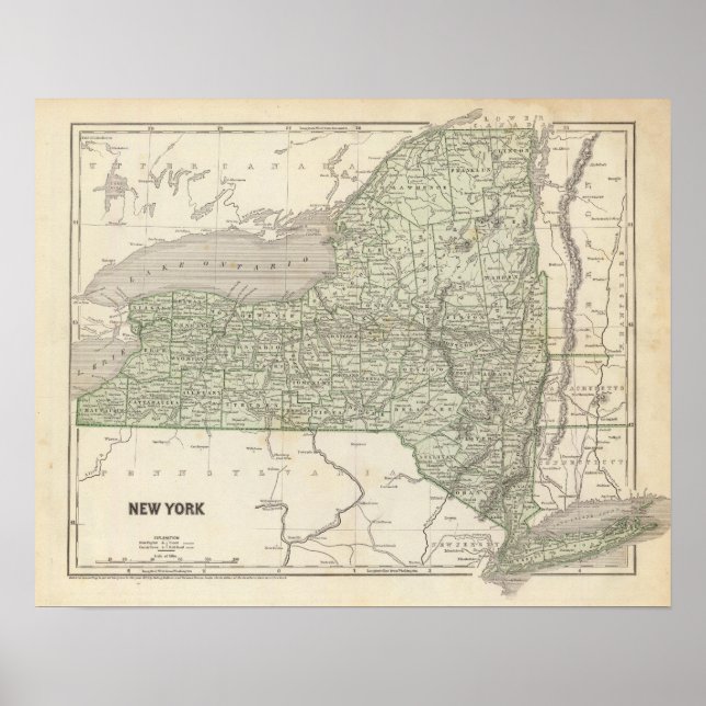 Póster Mapa do Atlas de Nova Iorque (Frente)