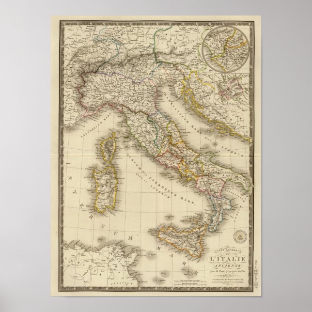 Póster Mapa do Atlas de Roma (Frente)