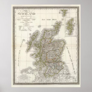 Poster Mapa do atlas de Scotland