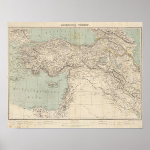 Póster Mapa do atlas de Turquia